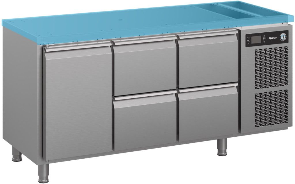 Gram Premier K 3 B DL 2D 2D L E koelwerkbank - 1 deur, 4 laden 1/1 GN